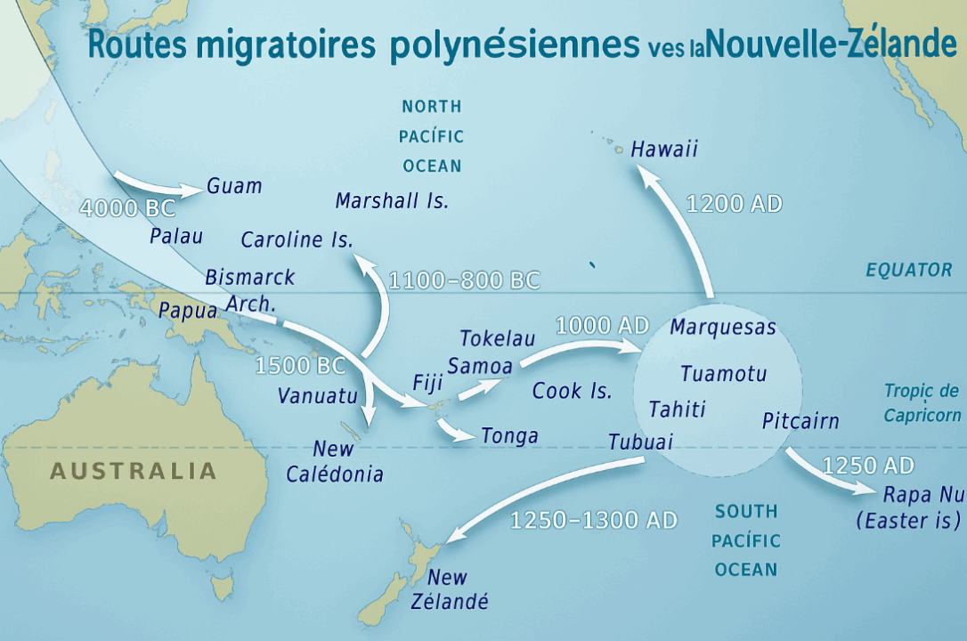 Image des routes que les Maoris ont faient